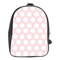 Pink And White Polka Dots School Bag (xl) by mccallacoulture