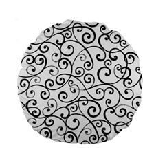 Black And White Swirls Standard 15  Premium Round Cushions by mccallacoulture