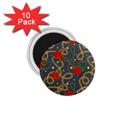 Golden Chain Pattern With Roses 1 75  Magnets (10 Pack) 
