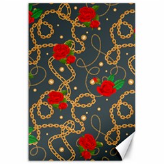 Golden Chain Pattern With Roses Canvas 20  X 30  by designsbymallika