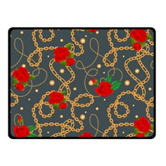 Golden Chain Pattern With Roses Double Sided Fleece Blanket (small)  by designsbymallika