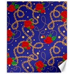 Blue Golden Chain Rose Pattern Canvas 8  X 10  by designsbymallika