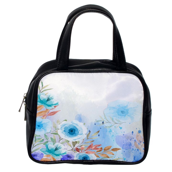 blue floral print Classic Handbag (One Side)