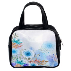 Blue Floral Print Classic Handbag (two Sides) by designsbymallika