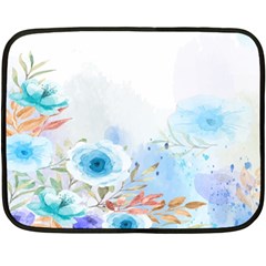 Blue Floral Print Fleece Blanket (mini) by designsbymallika