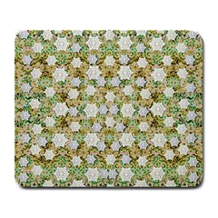 Snowflakes Slightly Snowing Down On The Flowers On Earth Large Mousepads