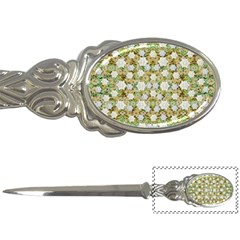 Snowflakes Slightly Snowing Down On The Flowers On Earth Letter Opener by pepitasart
