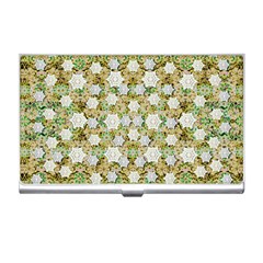 Snowflakes Slightly Snowing Down On The Flowers On Earth Business Card Holder