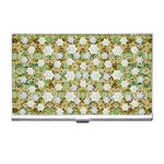 Snowflakes Slightly Snowing Down On The Flowers On Earth Business Card Holder Front