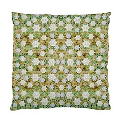 Snowflakes Slightly Snowing Down On The Flowers On Earth Standard Cushion Case (Two Sides)