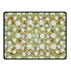 Snowflakes Slightly Snowing Down On The Flowers On Earth Fleece Blanket (Small)