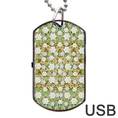 Snowflakes Slightly Snowing Down On The Flowers On Earth Dog Tag USB Flash (Two Sides)