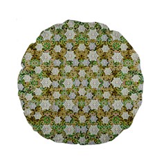 Snowflakes Slightly Snowing Down On The Flowers On Earth Standard 15  Premium Round Cushions