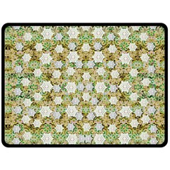 Snowflakes Slightly Snowing Down On The Flowers On Earth Double Sided Fleece Blanket (large)  by pepitasart