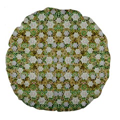 Snowflakes Slightly Snowing Down On The Flowers On Earth Large 18  Premium Flano Round Cushions