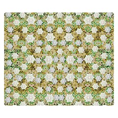Snowflakes Slightly Snowing Down On The Flowers On Earth Double Sided Flano Blanket (small)  by pepitasart