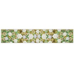 Snowflakes Slightly Snowing Down On The Flowers On Earth Large Flano Scarf 