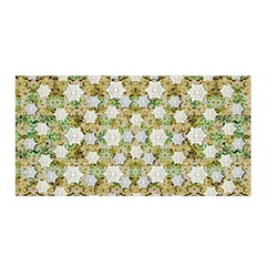 Snowflakes Slightly Snowing Down On The Flowers On Earth Satin Wrap by pepitasart