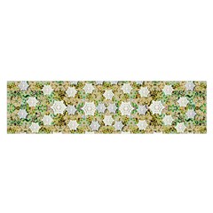 Snowflakes Slightly Snowing Down On The Flowers On Earth Satin Scarf (Oblong)