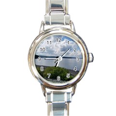 Lake Wallenpaupack Round Italian Charm Watch by canvasngiftshop