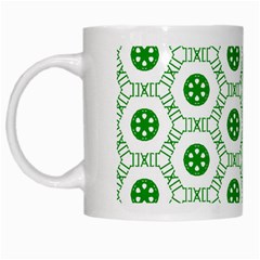 White Green Shapes White Mugs