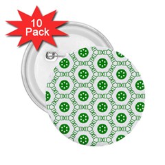 White Green Shapes 2 25  Buttons (10 Pack) 