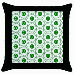 White Green Shapes Throw Pillow Case (black)