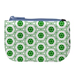 White Green Shapes Large Coin Purse by Mariart