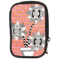 Brick Wall Flower Pot Compact Camera Leather Case by okhismakingart