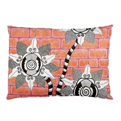 Brick Wall Flower Pot Pillow Case (two Sides) by okhismakingart