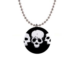 Halloween Horror Skeleton Skull 1  Button Necklace by HermanTelo