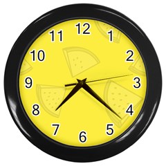 Yellow Pineapple Background Wall Clock (black) by HermanTelo