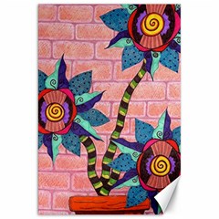 Brick Wall Flower Pot In Color Canvas 20  X 30  by okhismakingart