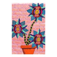 Brick Wall Flower Pot In Color Shower Curtain 48  X 72  (small)  by okhismakingart