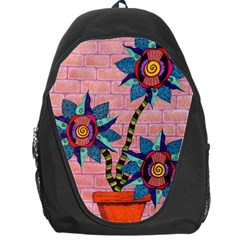 Brick Wall Flower Pot In Color Backpack Bag by okhismakingart