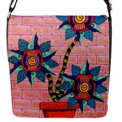 Brick Wall Flower Pot In Color Flap Closure Messenger Bag (s) by okhismakingart