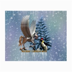 Merry Christmas, Funny Pegasus With Penguin Small Glasses Cloth (2 Sides) by FantasyWorld7