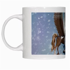 Merry Christmas, Funny Pegasus With Penguin White Mugs by FantasyWorld7