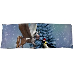 Merry Christmas, Funny Pegasus With Penguin Body Pillow Case (dakimakura) by FantasyWorld7