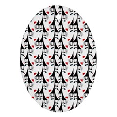 Cartoon Style Asian Woman Portrait Collage Pattern Ornament (oval) by dflcprintsclothing