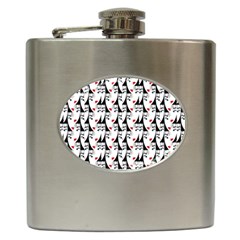 Cartoon Style Asian Woman Portrait Collage Pattern Hip Flask (6 Oz) by dflcprintsclothing