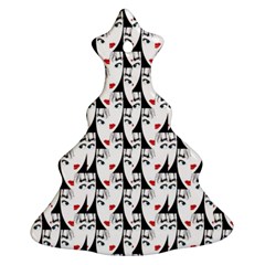 Cartoon Style Asian Woman Portrait Collage Pattern Christmas Tree Ornament (two Sides) by dflcprintsclothing
