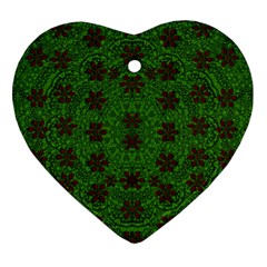 Rose Stars So Beautiful On Green Heart Ornament (two Sides) by pepitasart