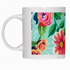 Multi Colour Floral Print White Mugs by designsbymallika