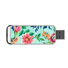 Multi Colour Floral Print Portable Usb Flash (two Sides) by designsbymallika