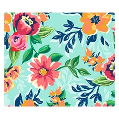 Multi Colour Floral Print Double Sided Flano Blanket (small)  by designsbymallika