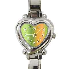 Green Orange Shades Heart Italian Charm Watch by designsbymallika