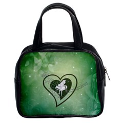 Music, Piano On A Heart Classic Handbag (two Sides) by FantasyWorld7