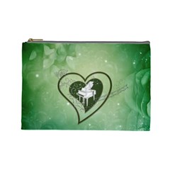 Music, Piano On A Heart Cosmetic Bag (large) by FantasyWorld7