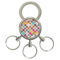 Ethnic Mandala Pattern 3-ring Key Chain by designsbymallika